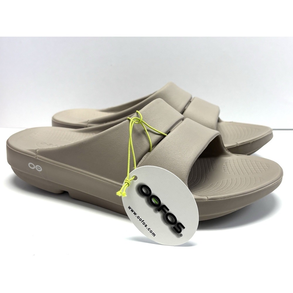 OOFOS OOahh Slide Sandals Nomad Taupe Unisex Recovery Slides M9 W11 New